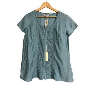 Van Heusen Blue Lace Blouse Large NWT